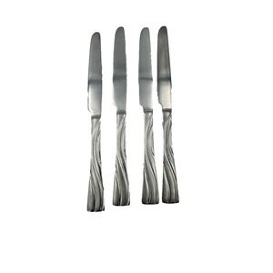 Oneida Stainless Flatware Flight Pattern 4 Dinner Knives‎ 9" Modern Swirl